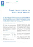 Couverture de la publication : Les allocataires de la prime d’activité en Île-de-France au 31 mars 2017