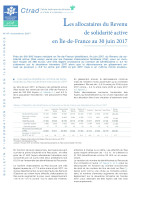 Couverture de la publication : Les allocataires du revenu de solidarité active en Île-de-France au 30 juin 2017