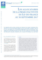 Couverture de la publication : Les allocataires de la prime d’activité en Île-de-France au 30 septembre 2017